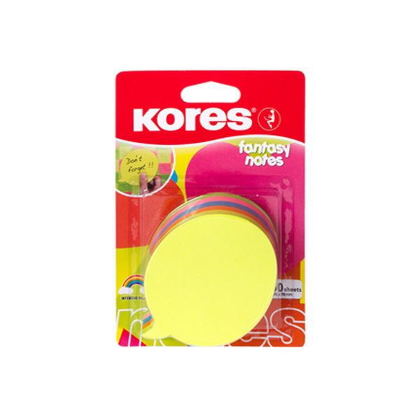 Листки фигурные Kores Диалог (70х70 мм, 250л., 5цв., круглый) для 