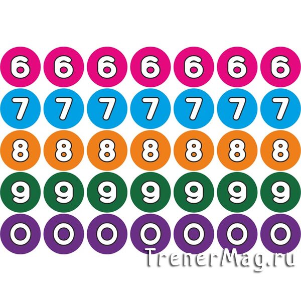 Листовые наклейки Цифры 6-9-0 (25мм, 35шт. на листе) для 