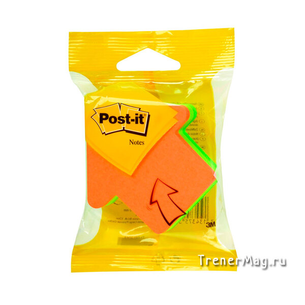 Клейкий блок Post-it Стрелка (70х70мм, 3цв., 225л.) в магазине ТренерШоп Клейкий блок Post-it Стрелка (70х70мм, 3цв., 225л.) для