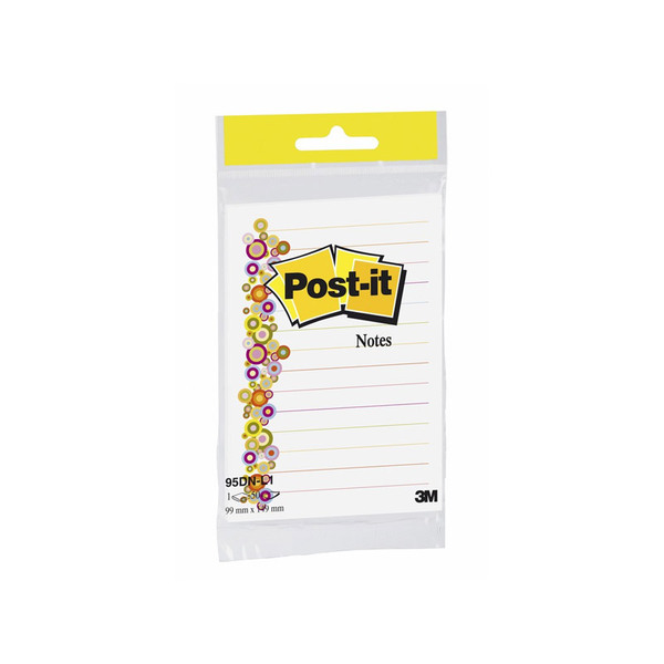 Стикеры Post-it 99x149 мм, белые с рисунком в линию, 50 л. для 